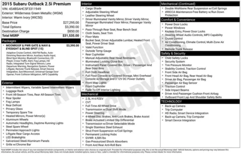 Green 2015 Subaru Outback 2.5i Premium for sale in Berlin, NJ