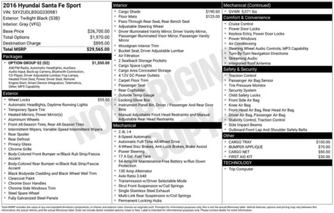 Black 2016 Hyundai Santa Fe Sport 2.4 Base for sale in Berlin, NJ