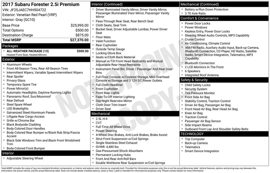 2017 Subaru Forester 2.5i Premium for sale in Berlin, NJ