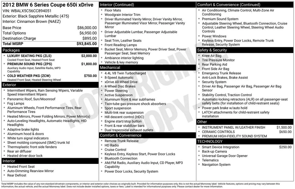 2012 BMW 6 Series 650i's photo