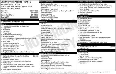 Silver 2020 Chrysler Pacifica Touring L for sale in Berlin, NJ