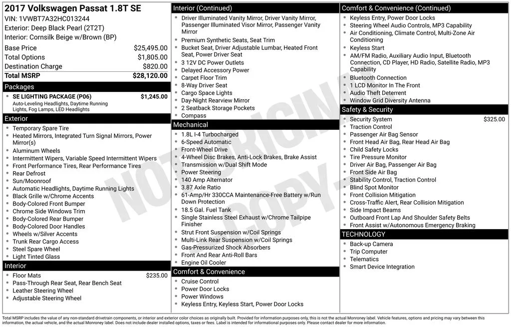 2017 Volkswagen Passat 1.8T SE for sale in Berlin, NJ