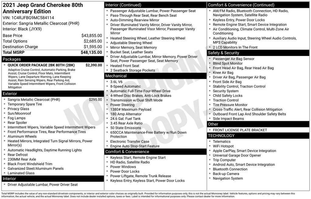 2021 Jeep Grand Cherokee 80th Anniversary Edition for sale in Berlin, NJ