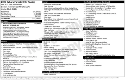 Green 2017 Subaru Forester 2.5i Touring for sale in Berlin, NJ