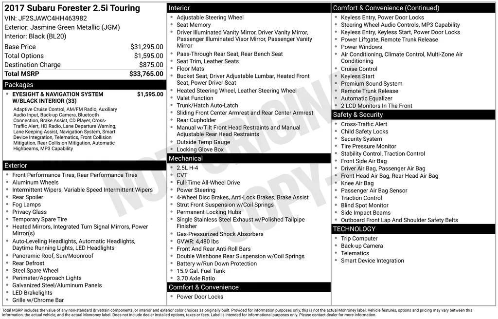 2017 Subaru Forester 2.5i Touring for sale in Berlin, NJ