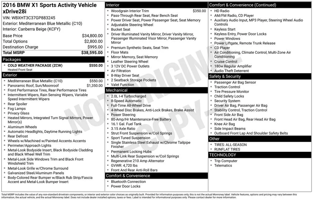 2016 BMW X1 xDrive28i for sale in Berlin, NJ