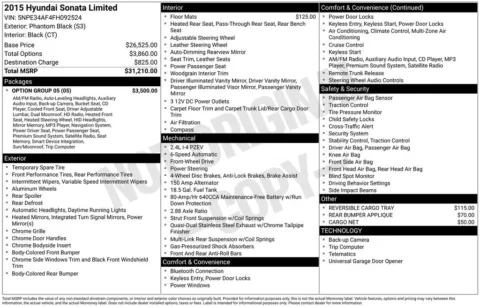 Black 2015 Hyundai Sonata Limited for sale in Berlin, NJ