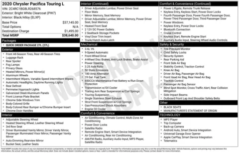 White 2020 Chrysler Pacifica Touring L for sale in Berlin, NJ