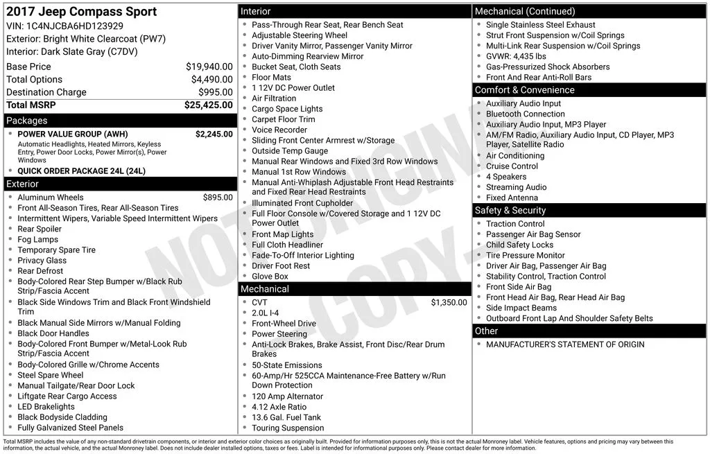 2017 Jeep Compass Sport for sale in Berlin, NJ