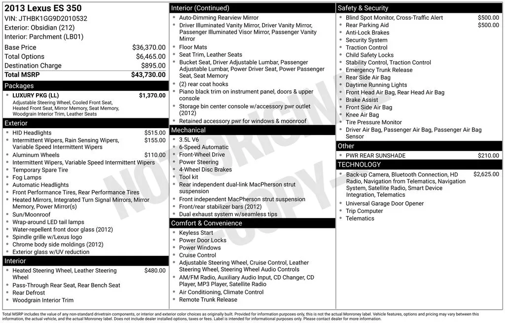 2013 Lexus ES 350 for sale in Berlin, NJ
