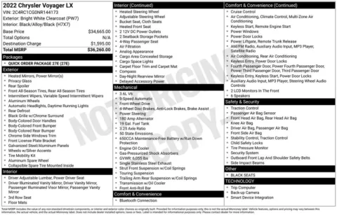 White 2022 Chrysler Voyager LX for sale in Berlin, NJ