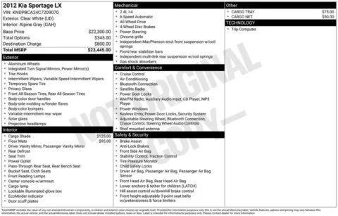 White 2012 Kia Sportage LX for sale in Berlin, NJ