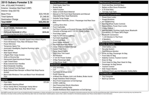 Red 2015 Subaru Forester 2.5i for sale in Berlin, NJ