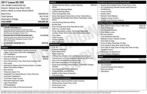 Gray 2017 Lexus ES 350 for sale in Berlin, NJ