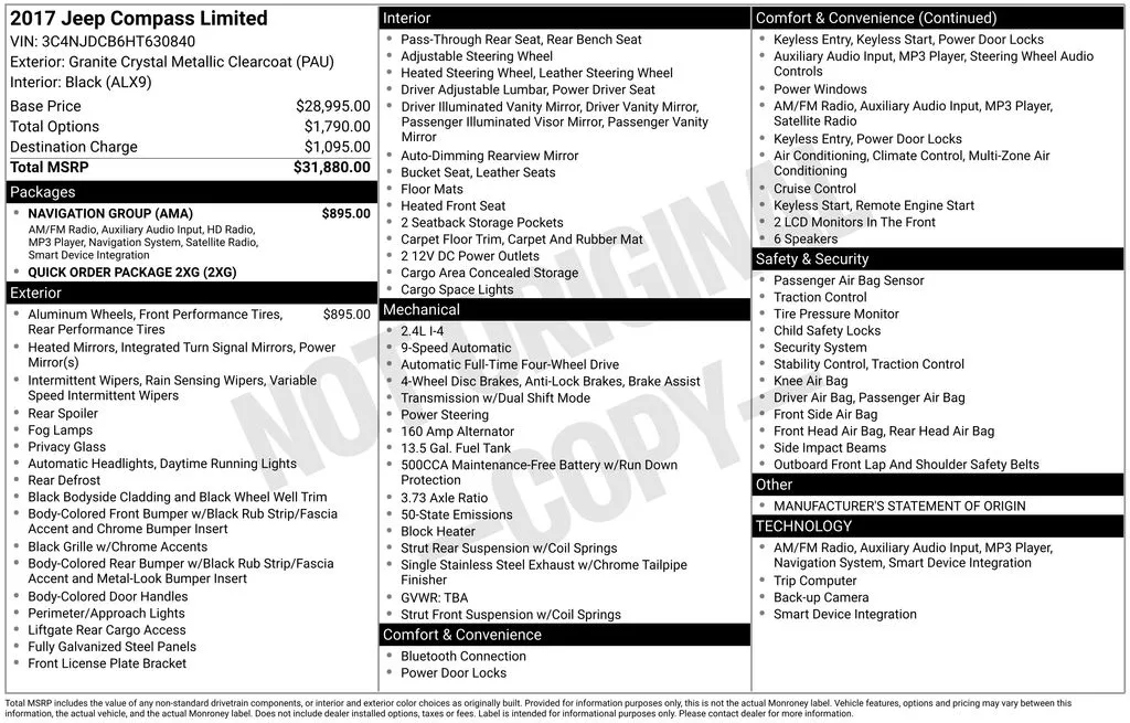 2017 Jeep New Compass Limited for sale in Berlin, NJ