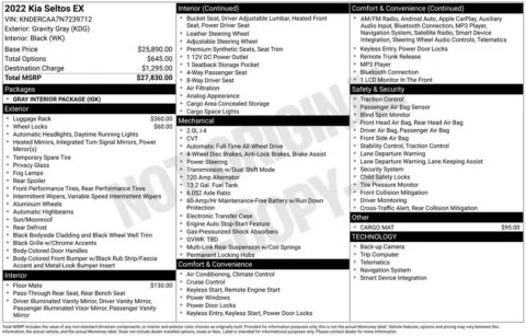 Gray 2022 Kia Seltos EX for sale in Berlin, NJ