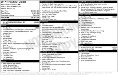 White 2017 Toyota RAV4 Limited for sale in Berlin, NJ