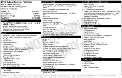 Gray 2019 Subaru Forester Premium for sale in Berlin, NJ