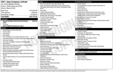 White 2021 Jeep Compass Latitude for sale in Berlin, NJ