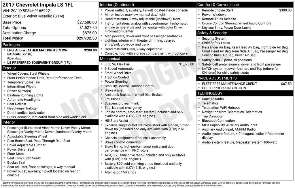 2017 Chevrolet Impala LS for sale in Berlin, NJ