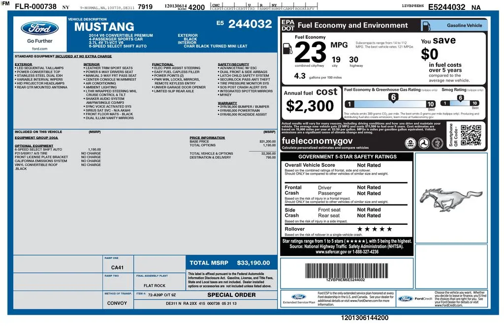 2014 Ford Mustang V6 Premium for sale in Berlin, NJ