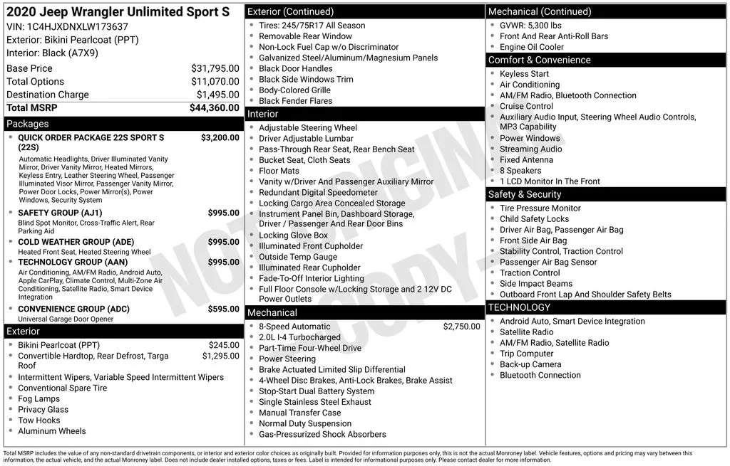 2020 Jeep Wrangler Unlimited Sport S for sale in Berlin, NJ