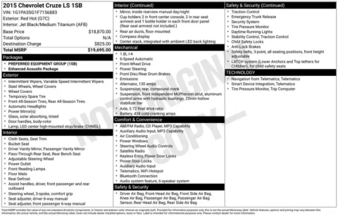 Red 2015 Chevrolet Cruze LS for sale in Berlin, NJ