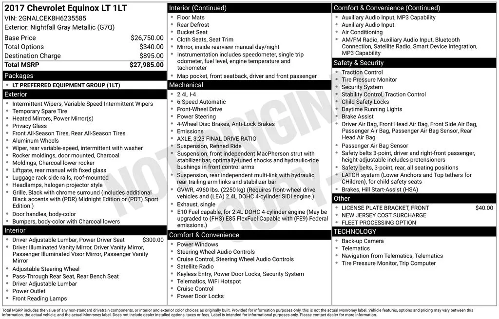 2017 Chevrolet Equinox LT for sale in Berlin, NJ