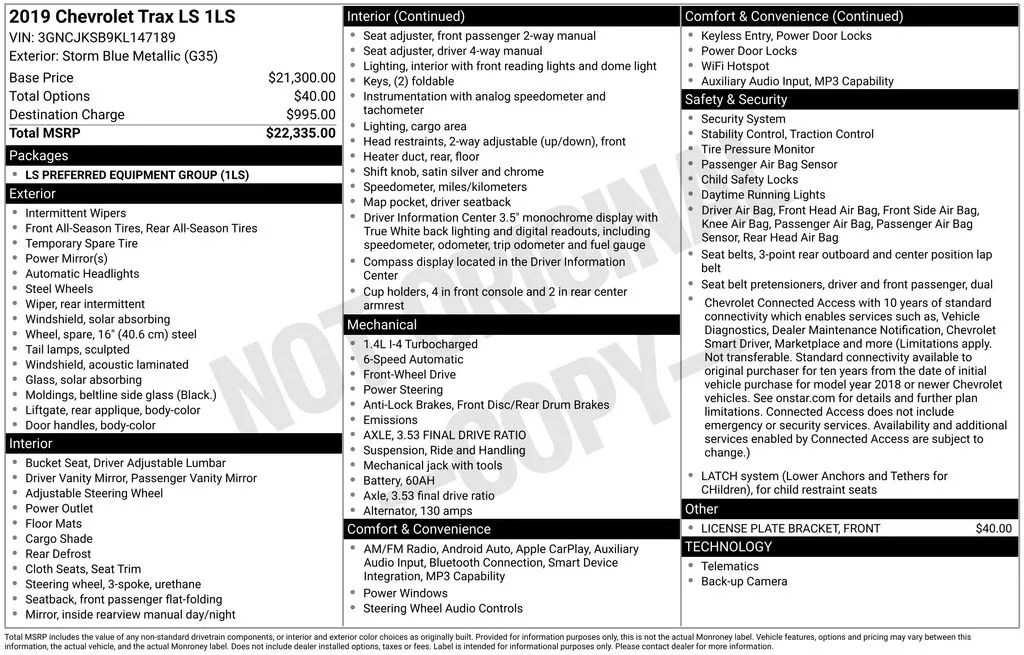 2019 Chevrolet Trax LS for sale in Berlin, NJ