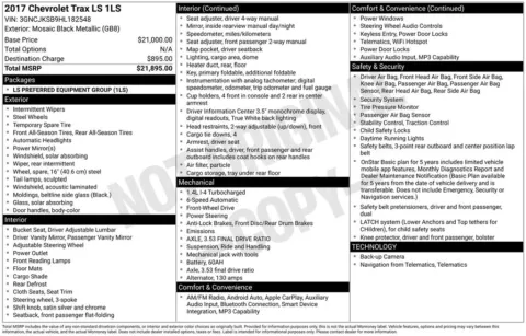 Black 2017 Chevrolet Trax LS for sale in Berlin, NJ