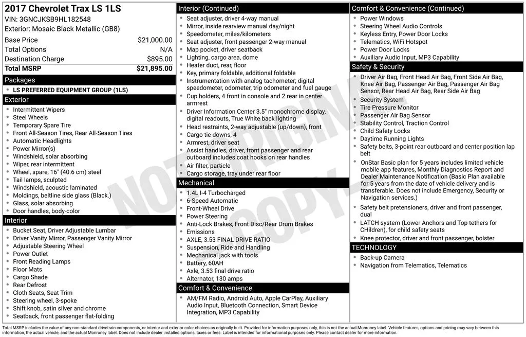 2017 Chevrolet Trax LS for sale in Berlin, NJ