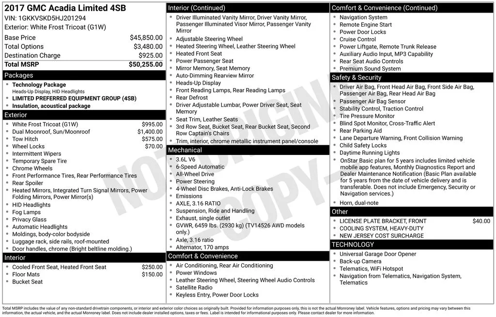 White 2017 GMC Acadia Limited for sale in Berlin, NJ