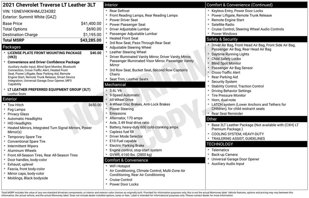 2021 Chevrolet Traverse LT Leather for sale in Berlin, NJ
