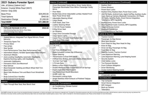 White 2021 Subaru Forester Sport for sale in Berlin, NJ