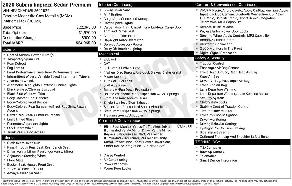 2020 Subaru Impreza Premium for sale in Berlin, NJ