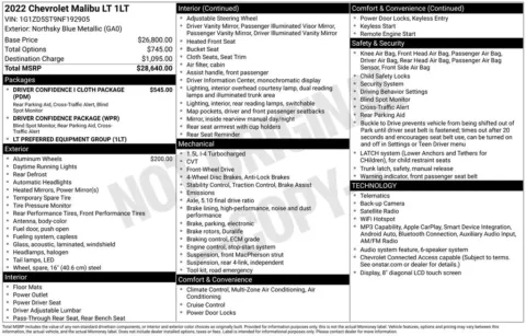 Blue 2022 Chevrolet Malibu LT for sale in Berlin, NJ