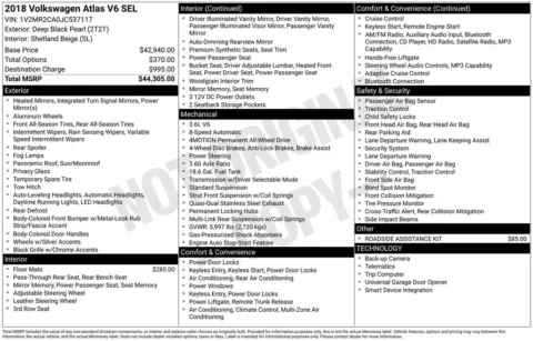 Black 2018 Volkswagen Atlas SEL for sale in Berlin, NJ