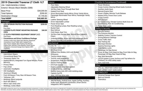 Black 2019 Chevrolet Traverse LT for sale in Berlin, NJ