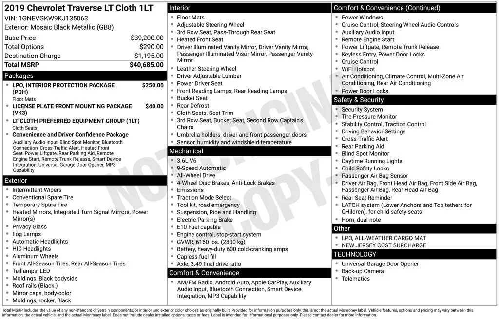 2019 Chevrolet Traverse LT for sale in Berlin, NJ