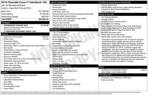 Red 2018 Chevrolet Cruze LT for sale in Berlin, NJ