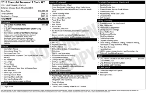 Black 2018 Chevrolet Traverse LT for sale in Berlin, NJ
