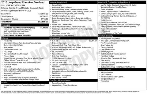 Gray 2015 Jeep Grand Cherokee Overland for sale in Berlin, NJ