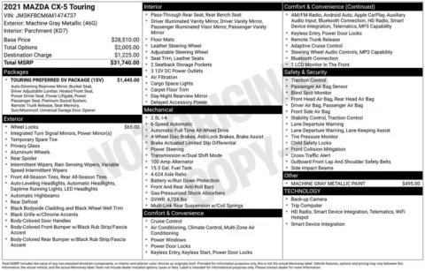 Gray 2021 Mazda CX-5 Touring for sale in Berlin, NJ