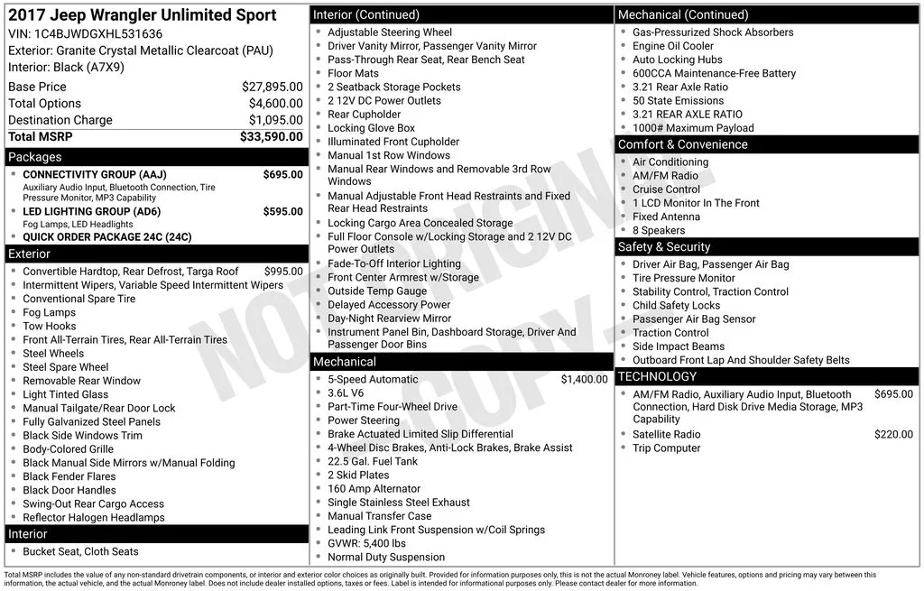 2017 Jeep Wrangler Unlimited Sport for sale in Berlin, NJ