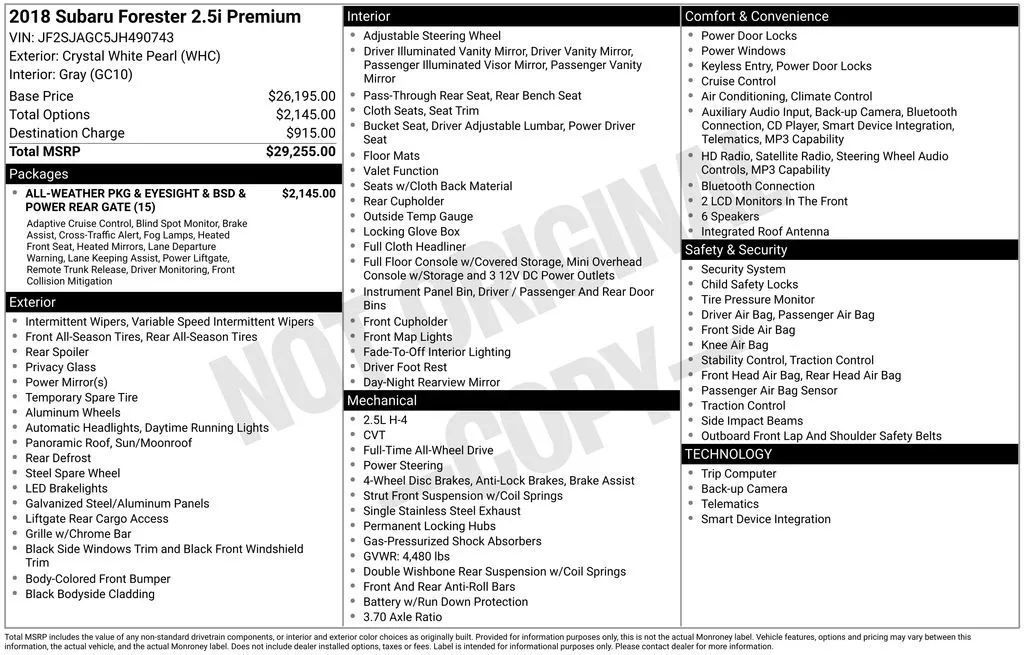 2018 Subaru Forester 2.5i Premium for sale in Berlin, NJ