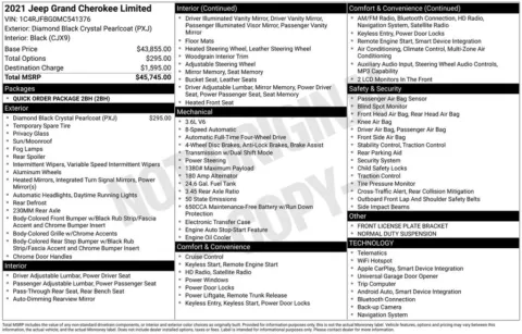 Black 2021 Jeep Grand Cherokee Limited for sale in Berlin, NJ