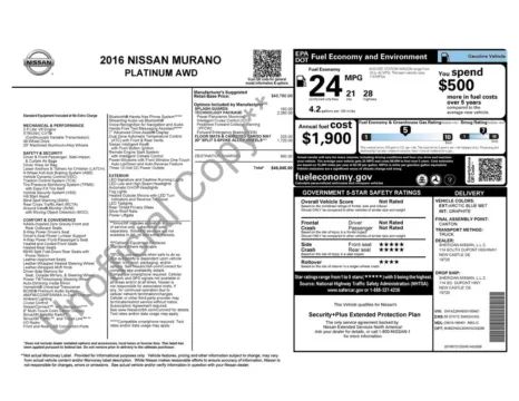 Blue 2016 Nissan Murano Platinum for sale in Berlin, NJ