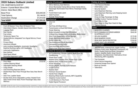 Black 2020 Subaru Outback Limited for sale in Berlin, NJ