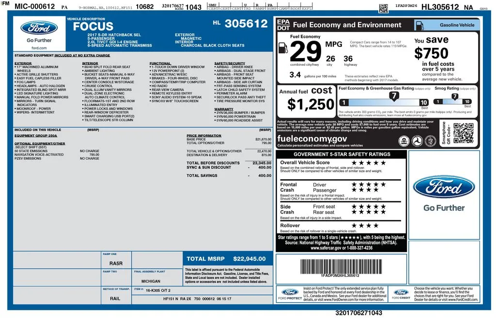 2017 Ford Focus SEL for sale in Berlin, NJ
