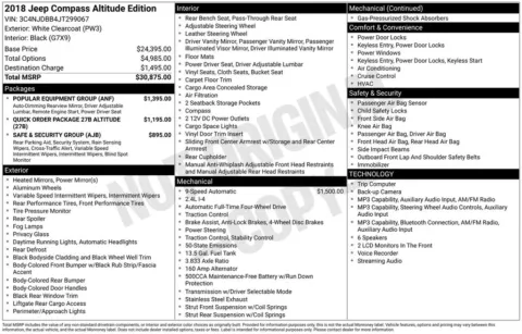 White 2018 Jeep Compass Latitude for sale in Berlin, NJ